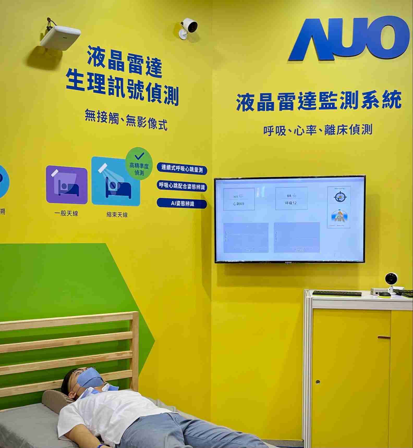 糖果派对颐康「无接触生理监测雷达」，，免除传统线路与贴片束缚，，，，精准侦测呼吸、、、、心跳等重要生理讯号