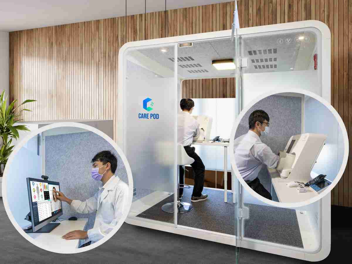 达擎于医疗科技展中展出＂远距诊疗舱＂，，以因应医疗数字化及社会高龄化趋势下、、、复诊及慢性病患等族群对于远距看诊需求逐渐升高所推出的创新整合方案。。多功能合一、、高隐私性的远距诊疗舱可根据病患端与医师端的不同需求，，提供弹性化及客制化功能，，，，节省医生和病患的精力及时间