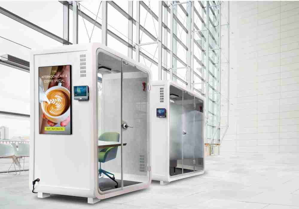 糖果派对子公司达擎之智慧行动办公舱，，，，采用PDLC智能调光玻璃设计，，，，透过通电与断电的电流切换，，呈现透明与雾面效果，，，，具节能降耗特性并兼顾隐私，，确保信息安全