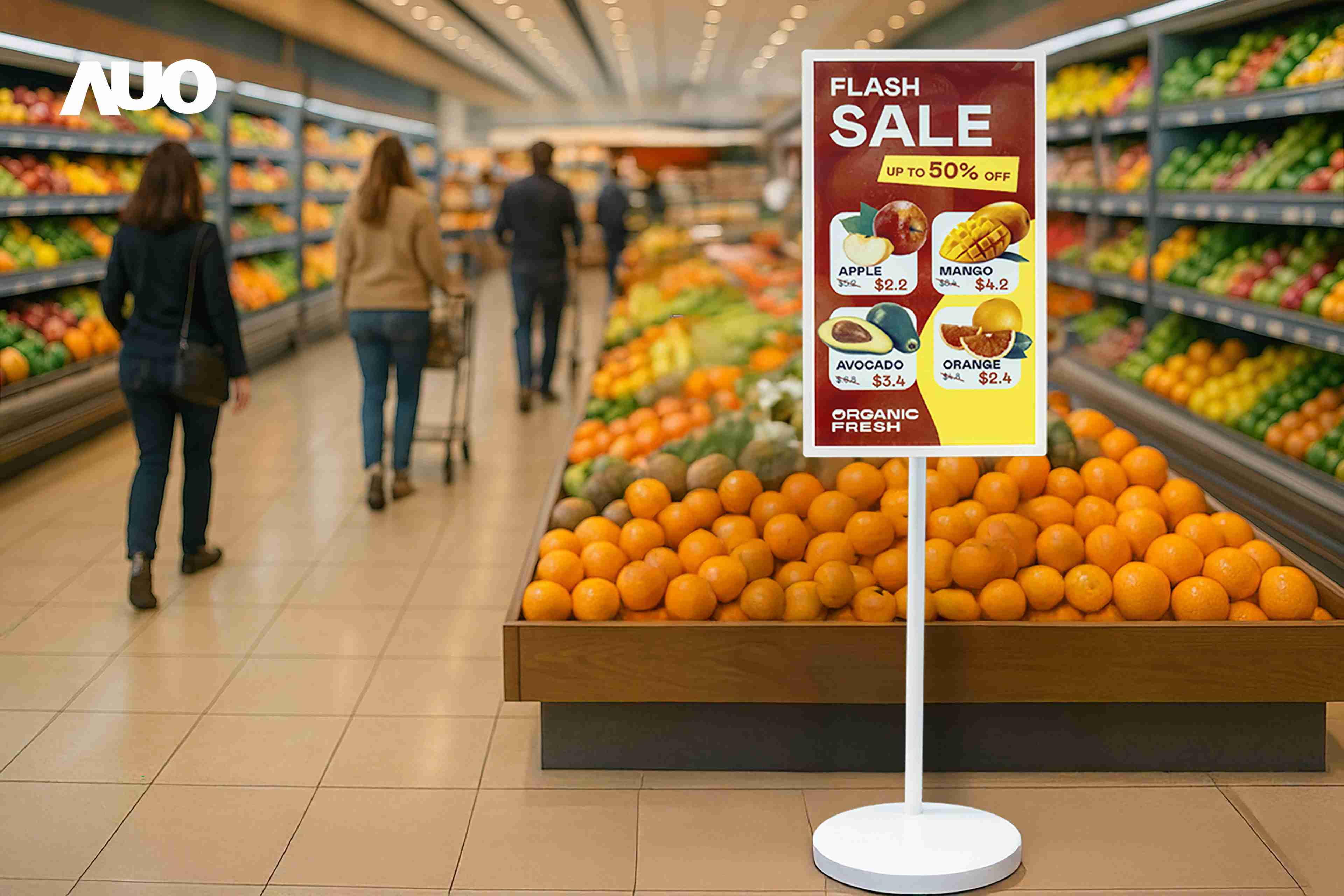 达擎首亮相低功耗、、、、全彩的〝aecoPost电子纸解决方案〞，，，，仅在更新画面时需要微量的电力驱动，，无需布建电线的便捷设计，，使其可灵活应用、、、随意置放，，并可透过云端或行动装置app，，轻松管理及排程广告内容，，，晋升店头营销利器。。